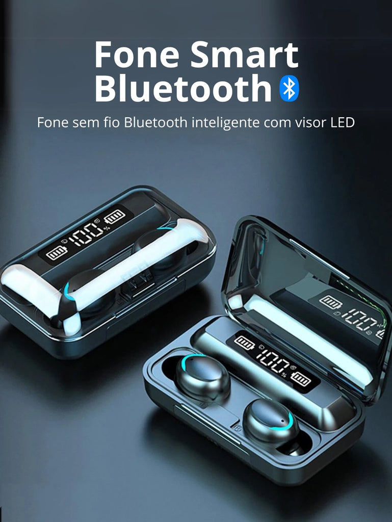 Fones sem fio Bluetooth Smart TWS-100W com base de carregamento